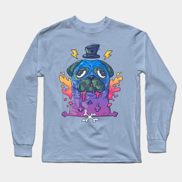 dug pug cool cartoon Long Sleeve T-Shirt by Mako Design 